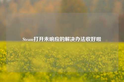 Steam打开未响应的解决办法收好啦
