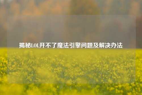 揭秘LOL开不了魔法引擎问题及解决办法