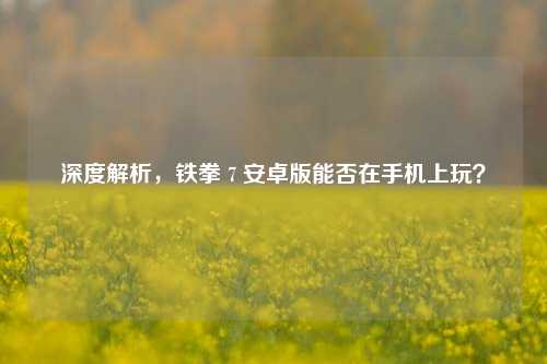 深度解析，铁拳 7 安卓版能否在手机上玩？