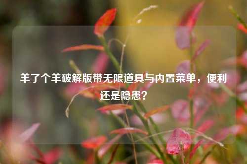 羊了个羊破解版带无限道具与内置菜单，便利还是隐患？
