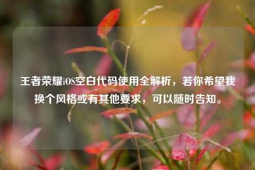 王者荣耀iOS空白代码使用全解析,若你希望我换个风格或有其他要求,可以随时告知。