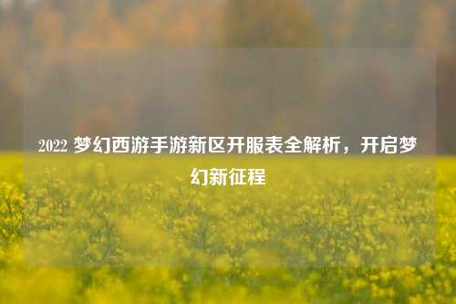 2022 梦幻西游手游新区开服表全解析，开启梦幻新征程