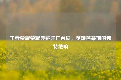 王者荣耀荣耀典藏阵亡台词,英雄落幕前的独特绝响