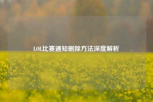 LOL比赛通知删除方法深度解析