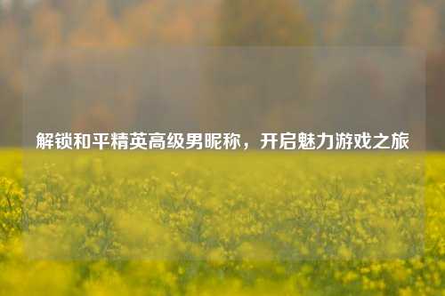 解锁和平精英高级男昵称，开启魅力游戏之旅