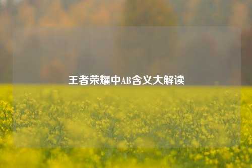 王者荣耀中AB含义大解读
