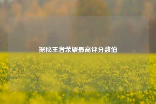 探秘王者荣耀最高评分数值
