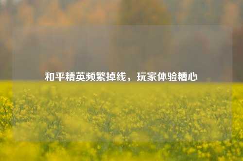 和平精英频繁掉线,玩家体验糟心