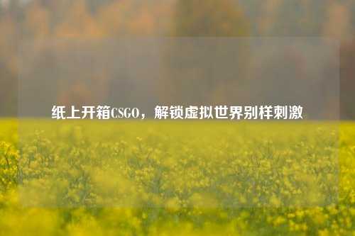 纸上开箱CSGO，解锁虚拟世界别样刺激