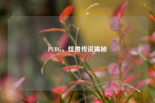PUBG,怪兽传说揭秘