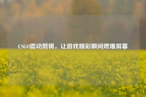 CSGO震动剪辑,让游戏精彩瞬间燃爆屏幕