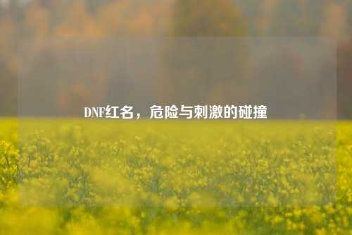DNF红名,危险与刺激的碰撞