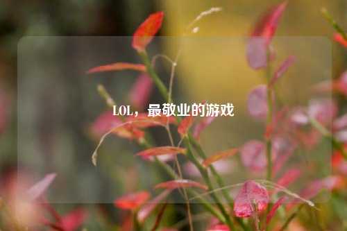 LOL，最敬业的游戏