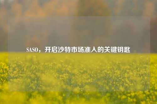 SASO,开启沙特市场准入的关键钥匙