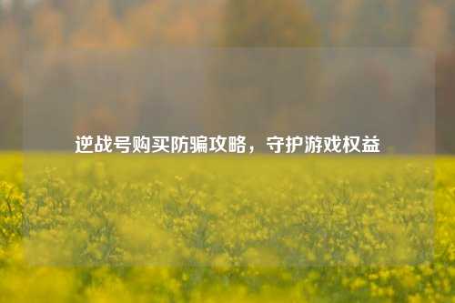 逆战号购买防骗攻略,守护游戏权益