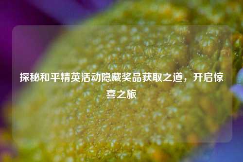 探秘和平精英活动隐藏奖品获取之道,开启惊喜之旅