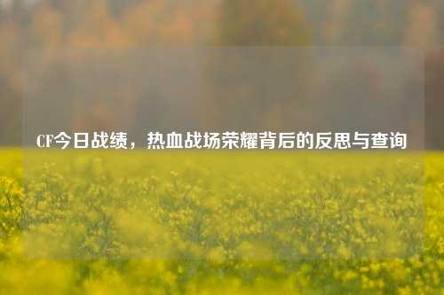 CF今日战绩，热血战场荣耀背后的反思与查询