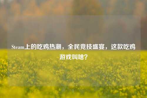 Steam上的吃鸡热潮,全民竞技盛宴,这款吃鸡游戏叫啥?