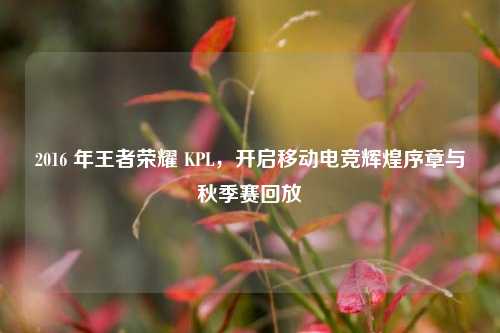 2016 年王者荣耀 KPL，开启移动电竞辉煌序章与秋季赛回放