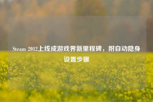 Steam 2012上线成游戏界新里程碑,附自动隐身设置步骤