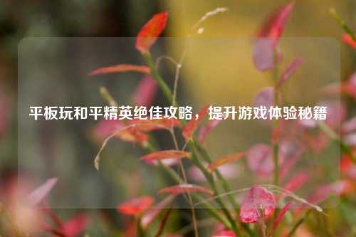 平板玩和平精英绝佳攻略，提升游戏体验秘籍