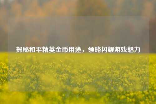 探秘和平精英金币用途，领略闪耀游戏魅力