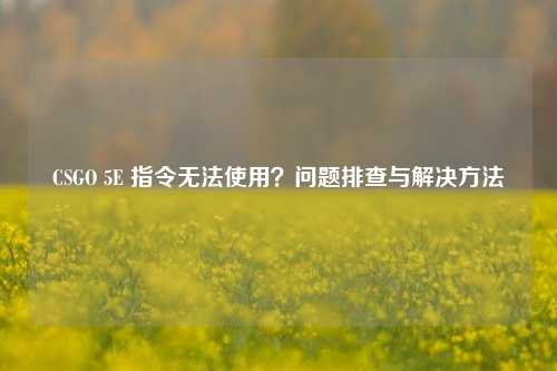 CSGO 5E 指令无法使用？问题排查与解决方法