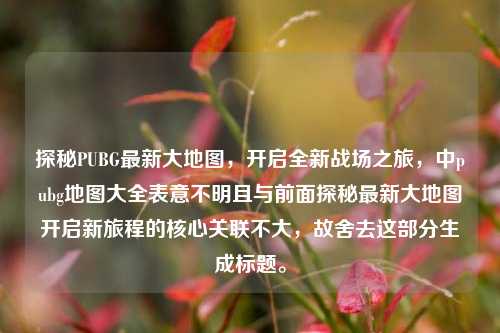 探秘PUBG最新大地图，开启全新战场之旅，中pubg地图大全表意不明且与前面探秘最新大地图开启新旅程的核心关联不大，故舍去这部分生成标题。