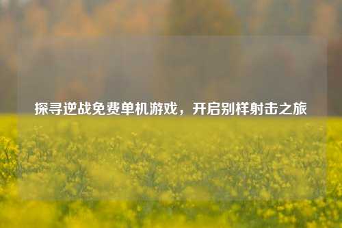 探寻逆战免费单机游戏，开启别样射击之旅