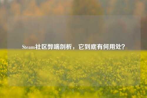 Steam社区弊端剖析,它到底有何用处?