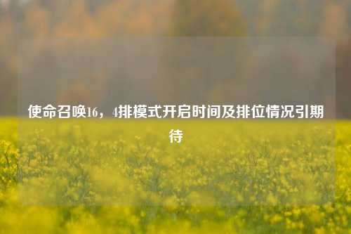 使命召唤16,4排模式开启时间及排位情况引期待
