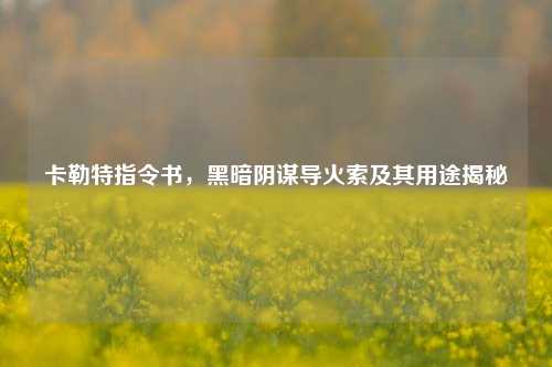卡勒特指令书，黑暗阴谋导火索及其用途揭秘