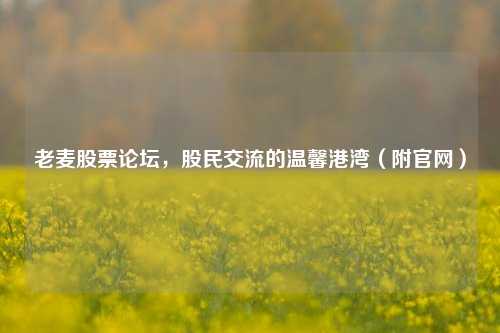 老麦股票论坛，股民交流的温馨港湾（附官网）
